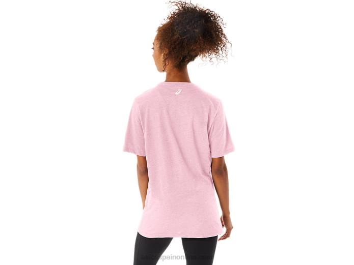 playera de manga corta a rayas Asics 4L6873 sal rosa