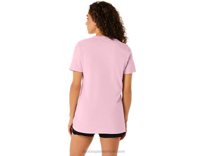 playera de manga corta para mujer con cuello en v est 1977 Asics 4L682275 sal rosa