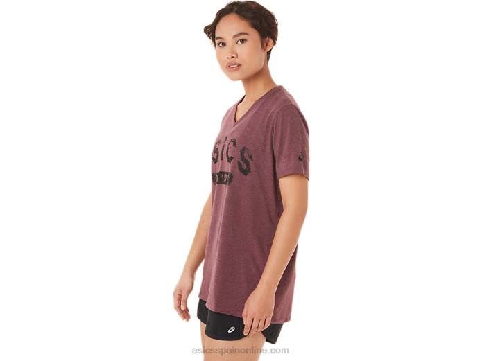 playera de manga corta para mujer con cuello en v est 1977 Asics 4L683421 Brezo profundo de Marte