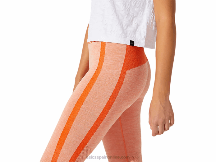 playera recortada de mujer en jacquard con logo Asics 4L683968 blanco brillante