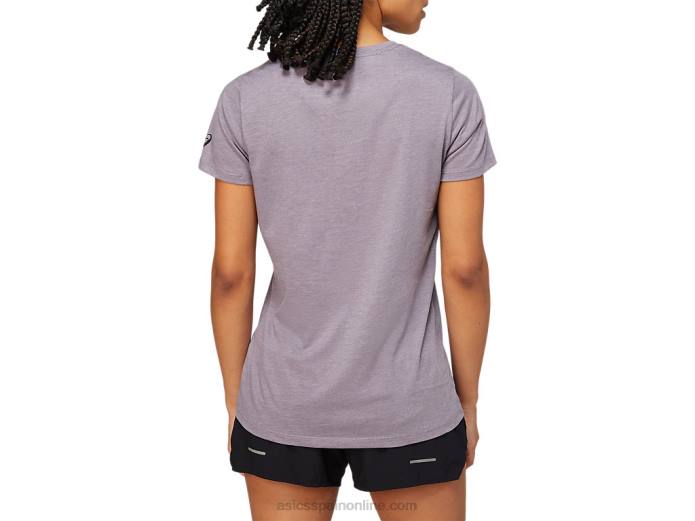 playera xg de manga corta con cuello en v para mujer Asics 4L684156 lavanda/gris