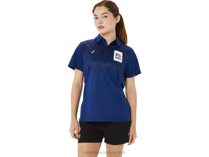 polo con degradado hexagonal para mujer wch Asics 4L683214 azul oscuro (pantone 281c)