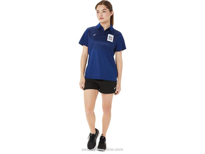 polo con degradado hexagonal para mujer wch Asics 4L683214 azul oscuro (pantone 281c)