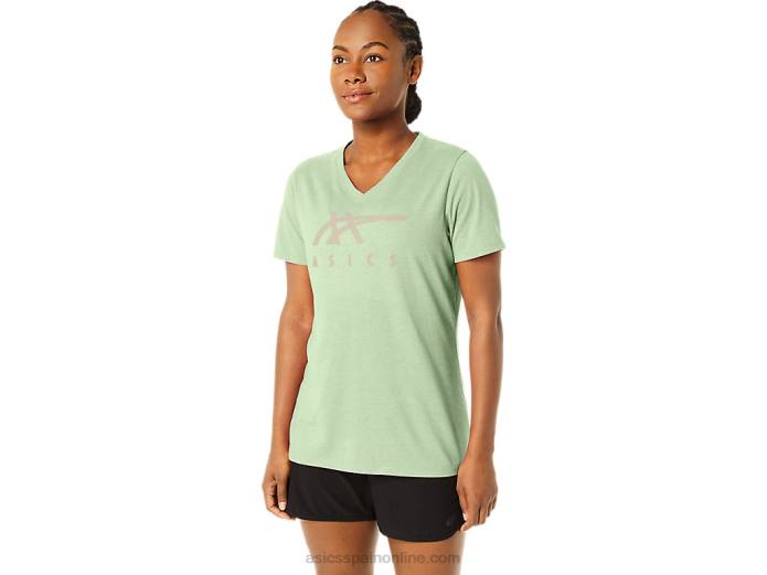 rayas de mujer con cuello en v Asics 4L682214 susurro brezo verde