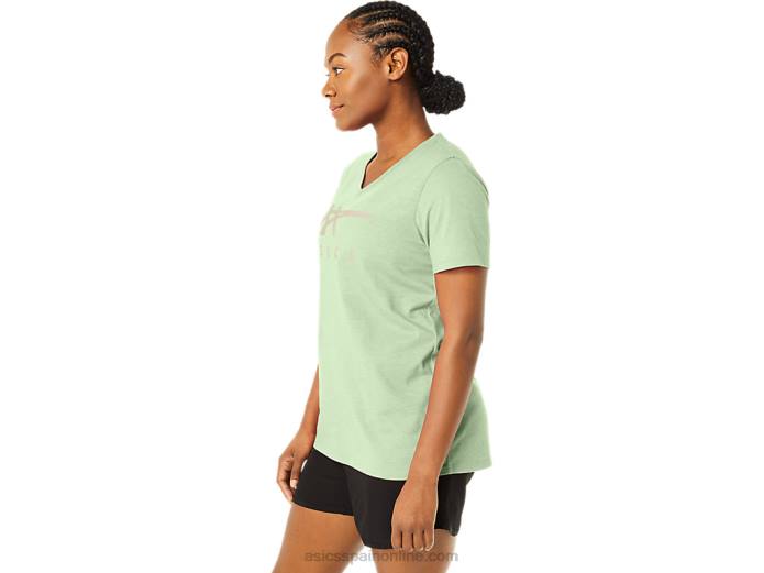 rayas de mujer con cuello en v Asics 4L682214 susurro brezo verde