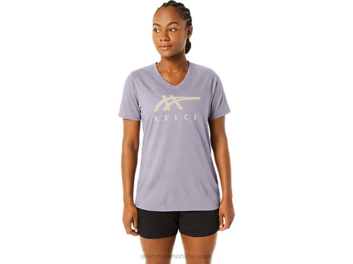 rayas de mujer con cuello en v Asics 4L682263 violeta anochecer