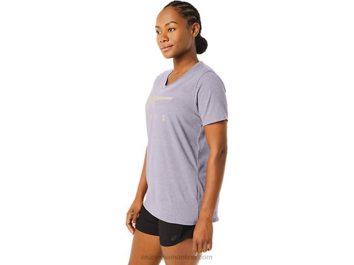 rayas de mujer con cuello en v Asics 4L682263 violeta anochecer