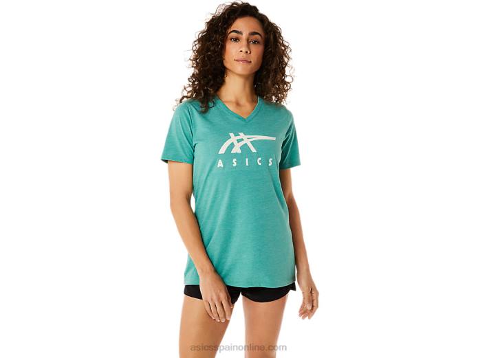 rayas de mujer con cuello en v Asics 4L682831 brezo sabio