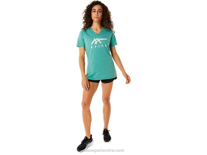 rayas de mujer con cuello en v Asics 4L682831 brezo sabio