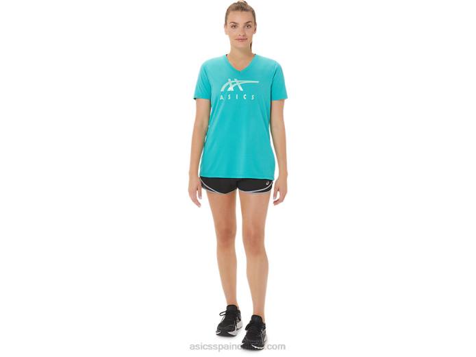 rayas de mujer con cuello en v Asics 4L682970 cristal marino