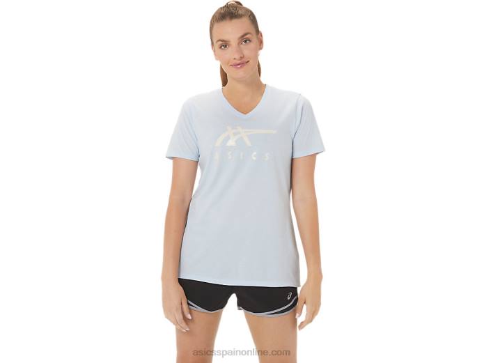 rayas de mujer con cuello en v Asics 4L682971 cielo suave