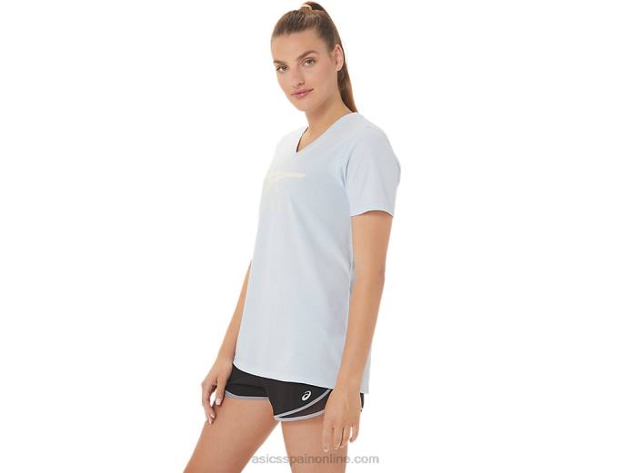 rayas de mujer con cuello en v Asics 4L682971 cielo suave