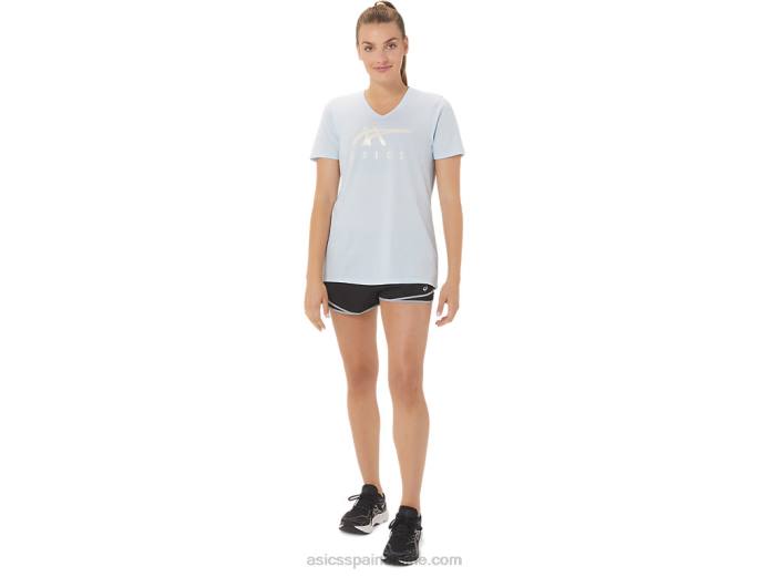 rayas de mujer con cuello en v Asics 4L682971 cielo suave