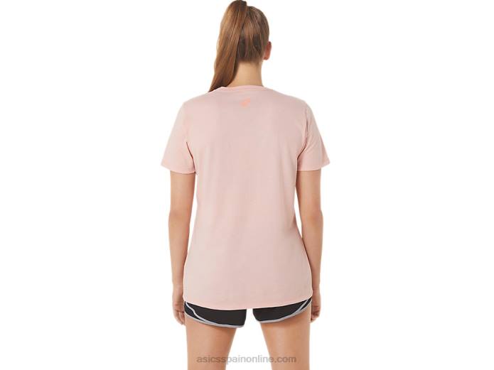 rayas de mujer con cuello en v Asics 4L683047 rosa helada