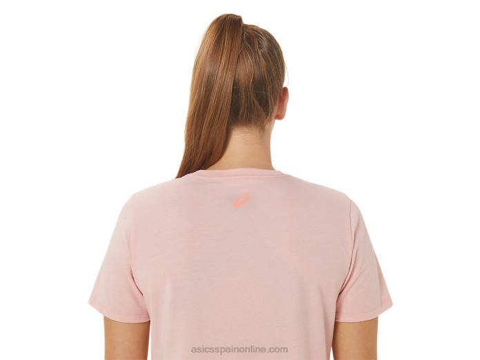 rayas de mujer con cuello en v Asics 4L683047 rosa helada