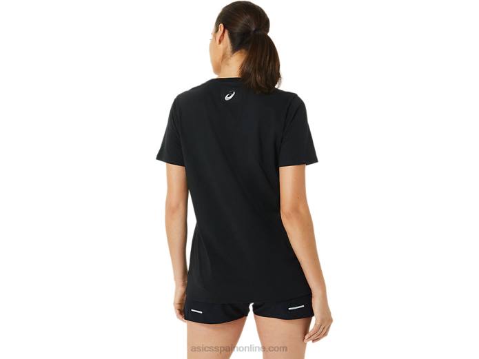 rayas de mujer con cuello en v Asics 4L683199 brillo negro