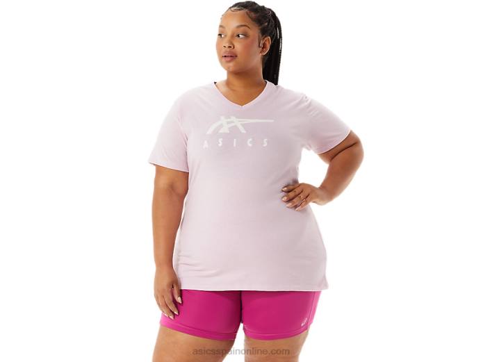 rayas de mujer con cuello en v Asics 4L683200 apenas rosa