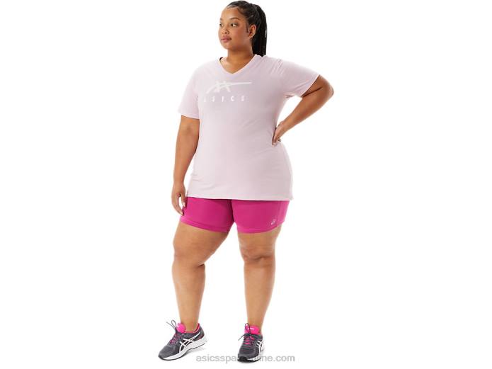 rayas de mujer con cuello en v Asics 4L683200 apenas rosa