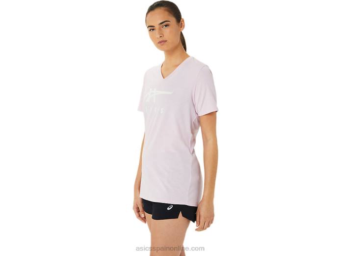 rayas de mujer con cuello en v Asics 4L683200 apenas rosa