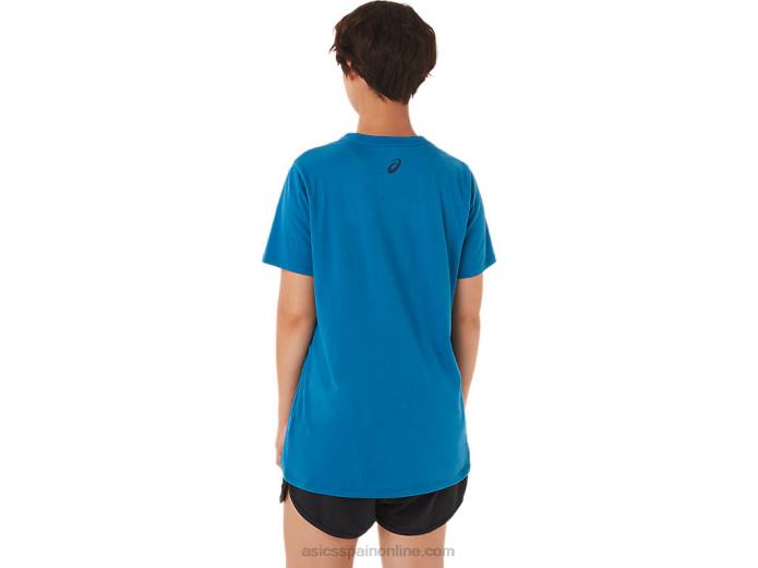 rayas de mujer con cuello en v Asics 4L683420 azul renacido