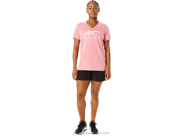 rayas de mujer con cuello en v Asics 4L683709 brezo rosa ahumado