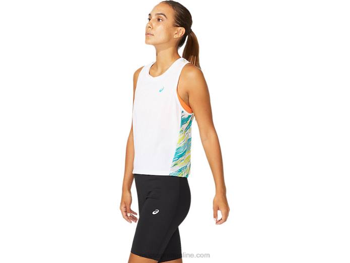 tanque de inyección de color para mujer Asics 4L683967 joya blanca brillante/báltica
