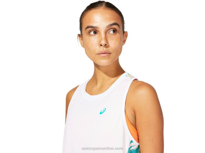tanque de inyección de color para mujer Asics 4L683967 joya blanca brillante/báltica