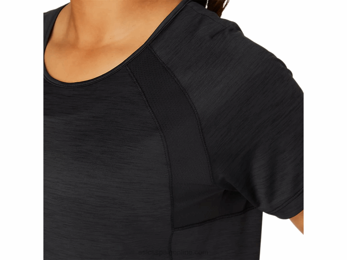top c110 de manga corta pr lyte para mujer Asics 4L684094 rendimiento negro