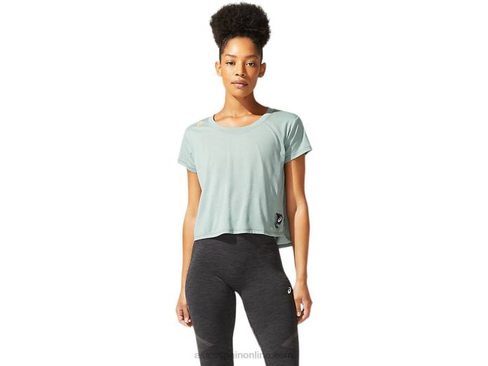 top corto de manga corta de sakura para mujer Asics 4L683977 pizarra gris