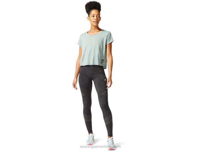 top corto de manga corta de sakura para mujer Asics 4L683977 pizarra gris