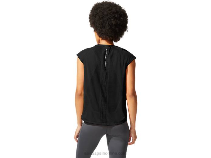 top corto ventilado sf para mujer Asics 4L683936 rendimiento negro