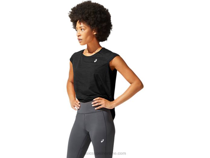 top corto ventilado sf para mujer Asics 4L683936 rendimiento negro