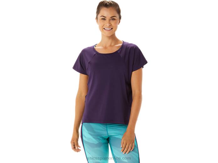 top de manga corta con abertura lateral para mujer Asics 4L682928 sombra de noche