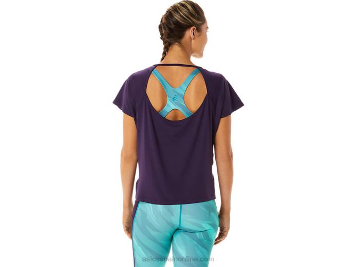 top de manga corta con abertura lateral para mujer Asics 4L682928 sombra de noche