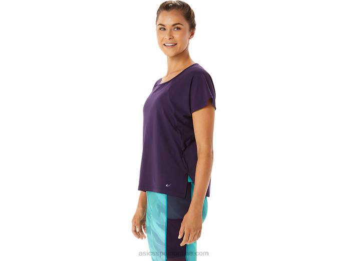top de manga corta con abertura lateral para mujer Asics 4L682928 sombra de noche