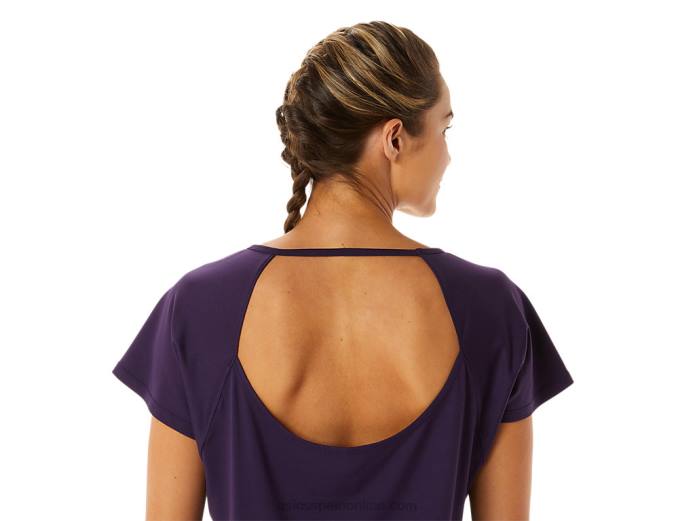 top de manga corta con abertura lateral para mujer Asics 4L682928 sombra de noche