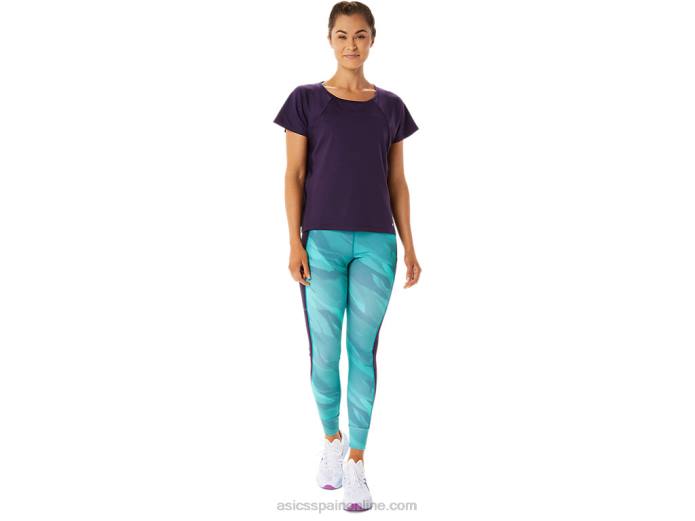 top de manga corta con abertura lateral para mujer Asics 4L682928 sombra de noche