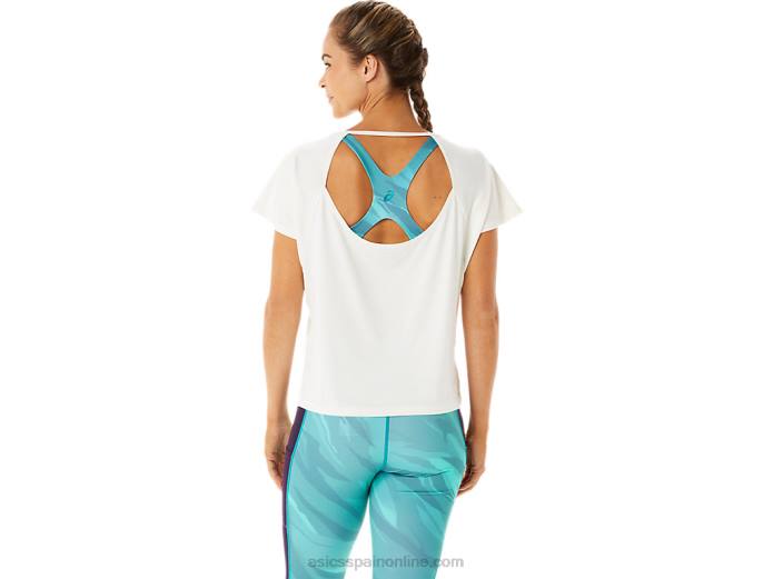 top de manga corta con abertura lateral para mujer Asics 4L682941 crema