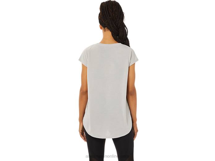 top de manga corta con abertura para mujer Asics 4L683359 gris ostra