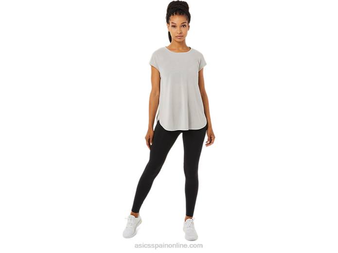 top de manga corta con abertura para mujer Asics 4L683359 gris ostra
