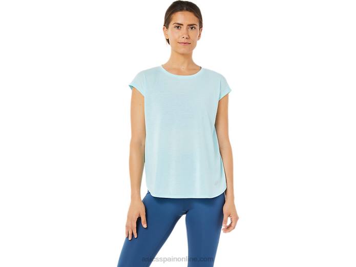 top de manga corta con abertura para mujer Asics 4L683369 azul claro