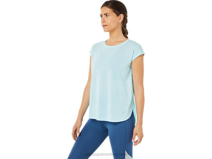 top de manga corta con abertura para mujer Asics 4L683369 azul claro