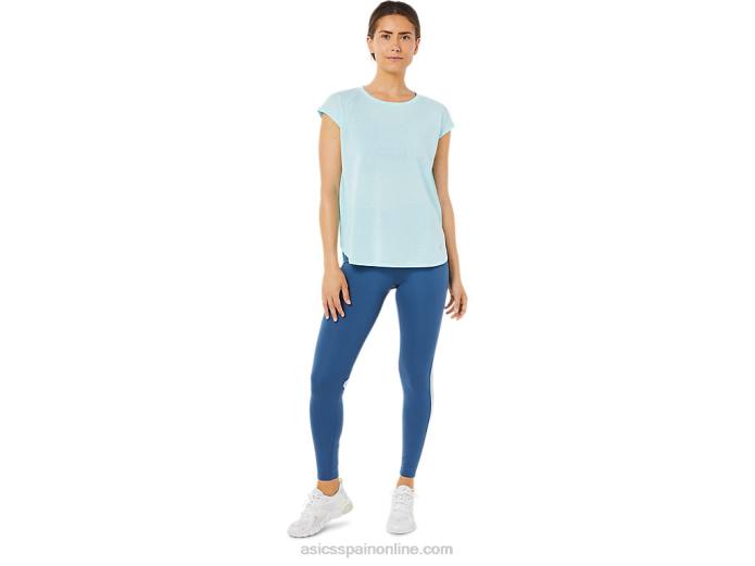 top de manga corta con abertura para mujer Asics 4L683369 azul claro