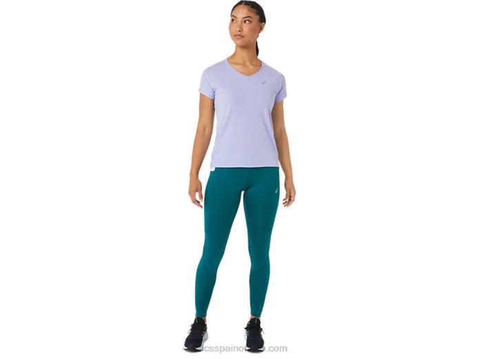 top de manga corta con cuello en v para mujer Asics 4L682998 vapor