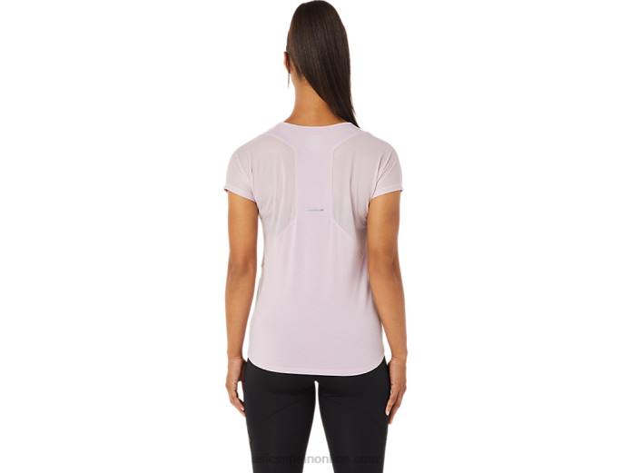 top de manga corta con cuello en v para mujer Asics 4L683342 apenas rosa