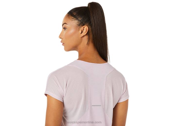 top de manga corta con cuello en v para mujer Asics 4L683342 apenas rosa