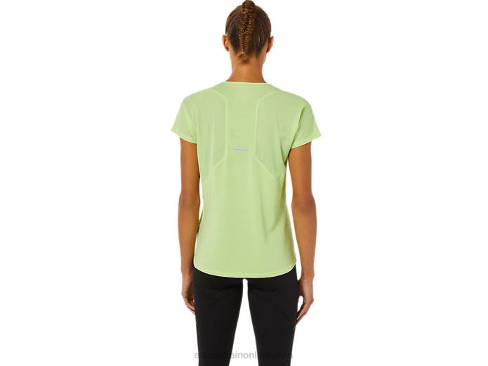 top de manga corta con cuello en v para mujer Asics 4L683370 verde lima