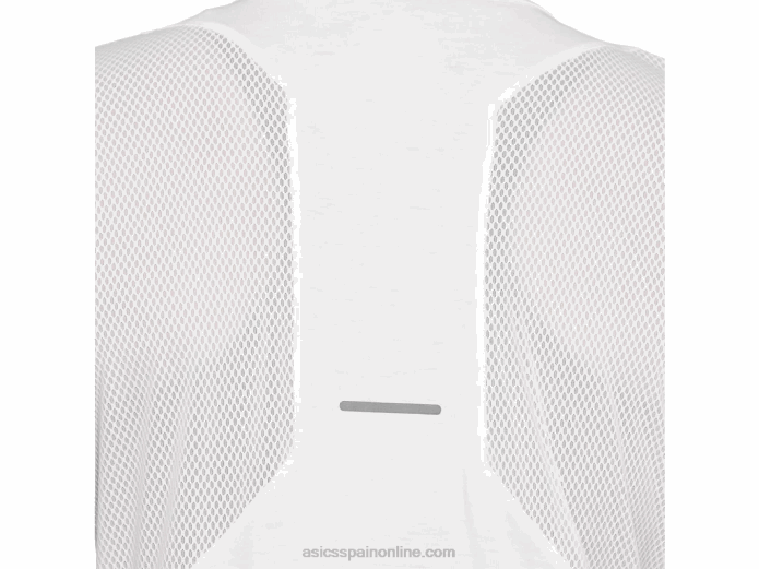 top de manga corta con cuello en v para mujer Asics 4L684141 blanco brillante