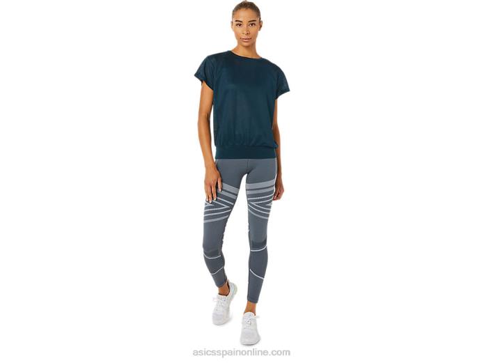top de manga corta con espalda abierta para mujer Asics 4L683363 azul francés