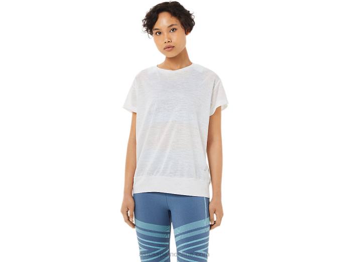 top de manga corta con espalda abierta para mujer Asics 4L683374 blanco brillante